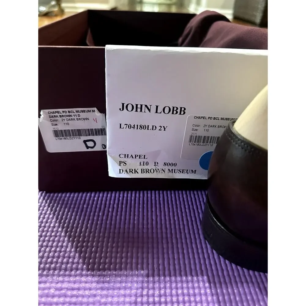 New John Lobb Chapel Double Monk Strap Shoes Dark Brown Museum Calf UK 11 US 12